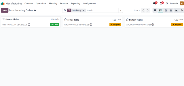 Odoo Manufacturing Dashboard